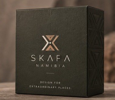 Concept: dark gift box with embossed geometric pattern